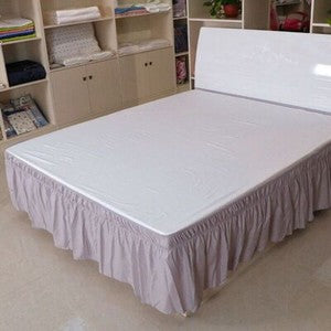 16'' Solid Elastic Bed Skirt Dust Ruffle Pleat Wrap Around Bedding Spread Cover
