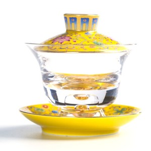 Gaiwan China Glass Bowl Gold Plating Decoration Blue-and-white Porcelain Tureen