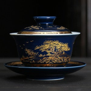 Gaiwan 150ml Cover Bowl Tea Appliance Black Tea's Tea Cup Gaiwan Lid & Cup & Mat