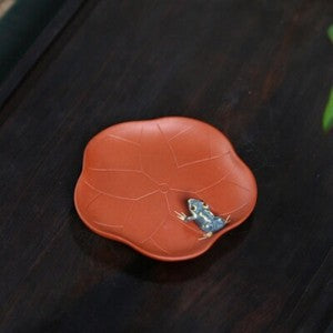 Creative Holder For Teacup Frog Statue Handmade Artware Yixing Zisha Purple Clay