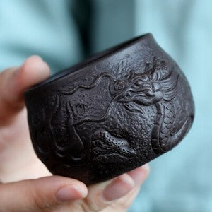 Handmade Tea Cup Dragon Carved Relief Authentic Yixing Zisha Master Cup Of Tea