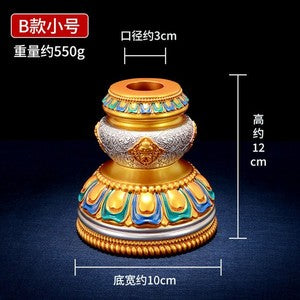 Tibetan Style Eight Auspicious Patterns Resin Hand Cranked Rotating Base