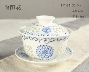 Chinese porcelain/zisha gaiwan covered teacup lid saucer ceramic handpainted cup