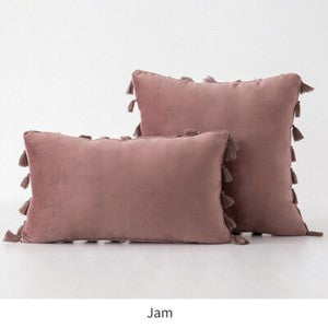 Tassel Velvet Sofa Pillow Cover Solid Plush Sofa Cushion Cover Fringe Pillowcase
