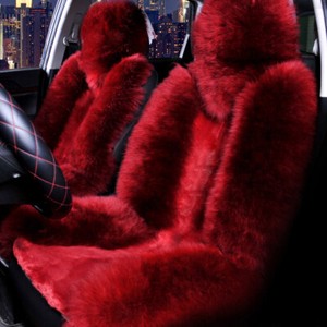 2PCS Genuine Australian Sheepskin Fur Long Wool Car Front Seat Cover Warm Winter