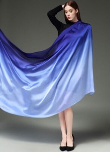 100*190cm Colorful Gradient Women Silk Scarf Shawl Belly Dance Waving Scarf Veil