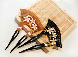 Acrylic Sakura Hollow out Hairpin Comb Kanzashi Japanese for Kimono Geisha Gift