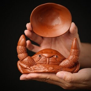crab statue tea strainer yixing zisha purple clay artware tea pet filter net new