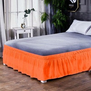 16'' Solid Elastic Bed Skirt Dust Ruffle Pleat Wrap Around Bedding Spread Cover