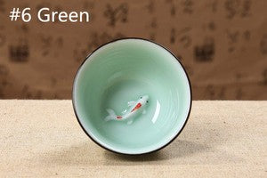 One Cup Ceramic Porcelain Tea Cup Made in China Fish Lotus Design Handmade Cups