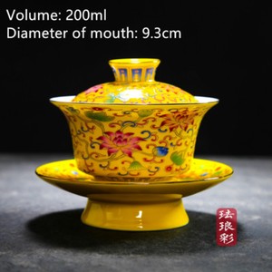 Lead Free Jingdezhen Porcelain Gaiwan Covered Tea Bowl Color Enamel Under Glaze