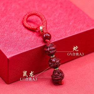Sanhe Liuhe Taisui Cinnabar Pendant Talisman Pendant Keychain Twelve Zodiac