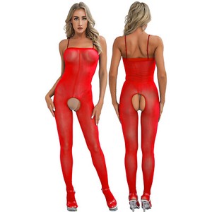 Womens Sexy Sheer Mesh Bodysuit Sleeveless Backless Jumpsuit Lingerie Nightwear