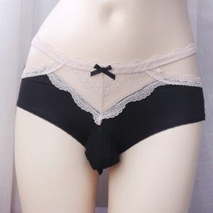 Men's Lace Bow G-String Sissy Pouch Panties Bikini Briefs Underwear Underpants