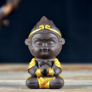 Chinese Ornament Small Monkey King Yixing Zisha Tea Pet Statue Table Decoration