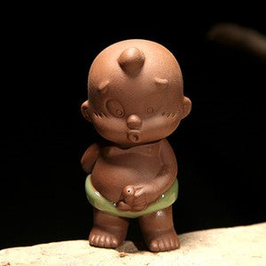 Chinese Brother Kiln Creative Tea Pet Pee Doll Statue Purple Clay Ornament