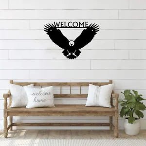 Eagle Welcome Sign - Size 12" x 8" Metal Wall Art