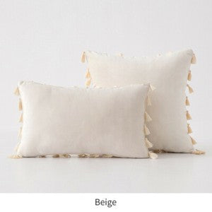 Tassel Velvet Sofa Pillow Cover Solid Plush Sofa Cushion Cover Fringe Pillowcase