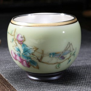 999 Silver gilt tea bowl Ru Kiln Antique Tea Cup Chinese kungfu master tea cup