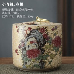Chinese Style Tea Pot Ceramic Sealed Pot Storage Jar Household Retro Tea Box