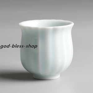 One Tea Cup Petal Design Longquan Celadon Porcelain Cup Ceramic Solid Color 80ml