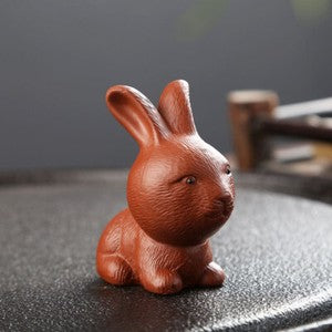 tea pet yixing zisha purple clay rabbit statue small size creative tea play new