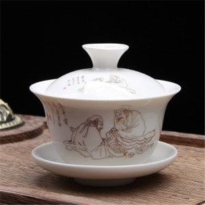 Porcelain Tureen Chinese Kungfu Gaiwan Tea Brewer Bowl Lid Cup Saucer 100ml New