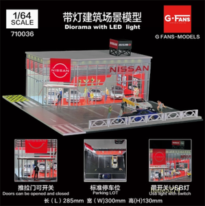 1: 64 Shell Gas Station Architectural Scene Model Parking Lot with LED Light