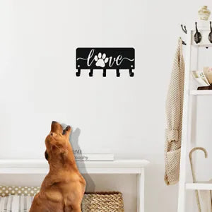 Puppy Dog Love Key Rack Hanger & Organizer - 6 inch/9 inch Wide Metal Wall Art