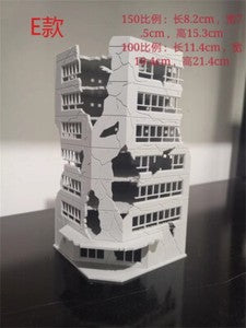 Railway Scenery City Ruin Building Abandoned Tall Office Scenes Model Toy