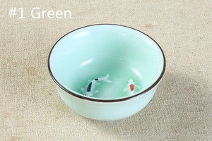 One Cup Ceramic Porcelain Tea Cup Made in China Fish Lotus Design Handmade Cups