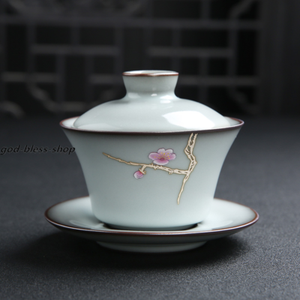 Yuanyao Craft Gaiwan Porcelain Tureen Handpainted Floral Covered Bowl With Lid