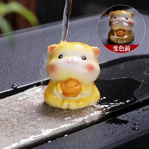 Colorable Tea Pet Cartoon Cat Creative Home Furnishings Tea Play Decoration