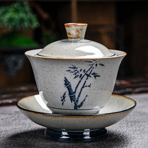 170ml Blue and White Ceramic Handpainted Gaiwan Tea Brewing Bowl Kung Fu Teaware
