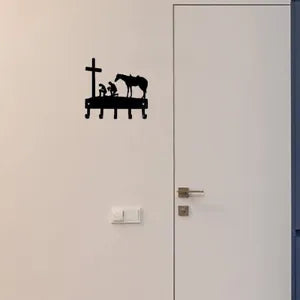 Cowboy Cowgirl At The Cross Wall Mounted Hook Up Pendant Wall Art Home Decor