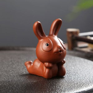 tea pet yixing zisha purple clay rabbit statue small size creative tea play new