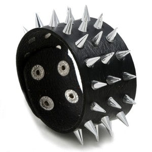 Gothic Punk Rock Skull & Spikes Leather Cuff Bracelet Studded Wristband Bold
