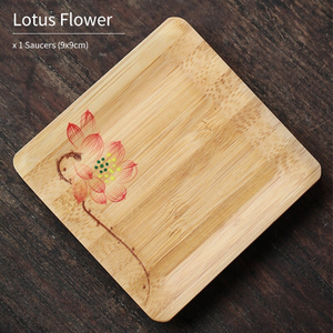 Handpainted Plum Flower Bamboo Teacuo Saucers Tea Coasters Accessories