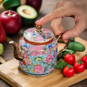 Ceramic Enamel Flower Teapot|Chinese Ceramic Teapot|Tea Ceremony