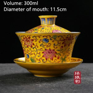 Lead Free Jingdezhen Color Enamel Under Glaze Porcelain Gaiwan Covered Tea Bowl