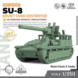 SSMODEL SS580 1/200/350/700 Military Model Kit Soviet SU-8 Tank Destroyer
