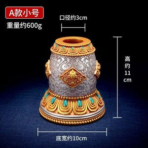 Tibetan Style Eight Auspicious Patterns Resin Hand Cranked Rotating Base