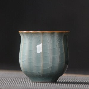 One Tea Cup Petal Design Longquan Celadon Porcelain Cup Ceramic Solid Color 80ml