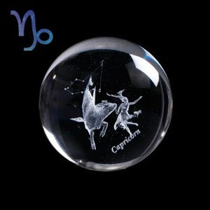 Zodiac Sign Star Crystal Ball Laser Engraved Glass Sphere Crystal 80MM Gift