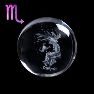 Zodiac Sign Star Crystal Ball Laser Engraved Glass Sphere Crystal 80MM Gift