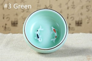 One Cup Ceramic Porcelain Tea Cup Made in China Fish Lotus Design Handmade Cups