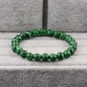 Natural Handmade 6/8/10Mm Green Malachite Round Gemstone Beads Stretch Bracelets