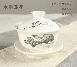 Chinese porcelain/zisha gaiwan covered teacup lid saucer ceramic handpainted cup