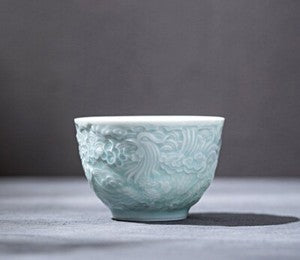 porcelain tea cup dragon relief handmade master cup 115ml personal ceramic cup