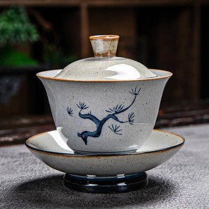 170ml Blue and White Ceramic Handpainted Gaiwan Tea Brewing Bowl Kung Fu Teaware